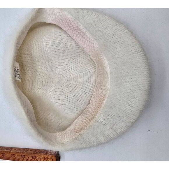 David & Young Angora & Nylon White Beret Hat - Picture 6 of 7
